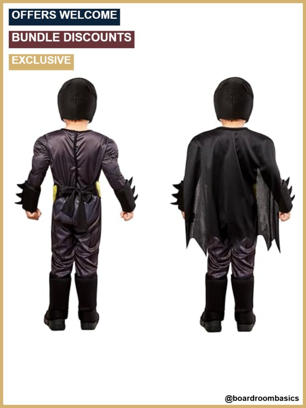 Toddler Batman Deluxe Costume Padded Jumpsuit Cape Mask - Picture 3 of 6
